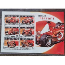 GIBRALTAR AUTOS DE CARRERA FERRARI F1 HOJA BLOQUE NUEVA MINT AUTOMOVILES FORMULA 1